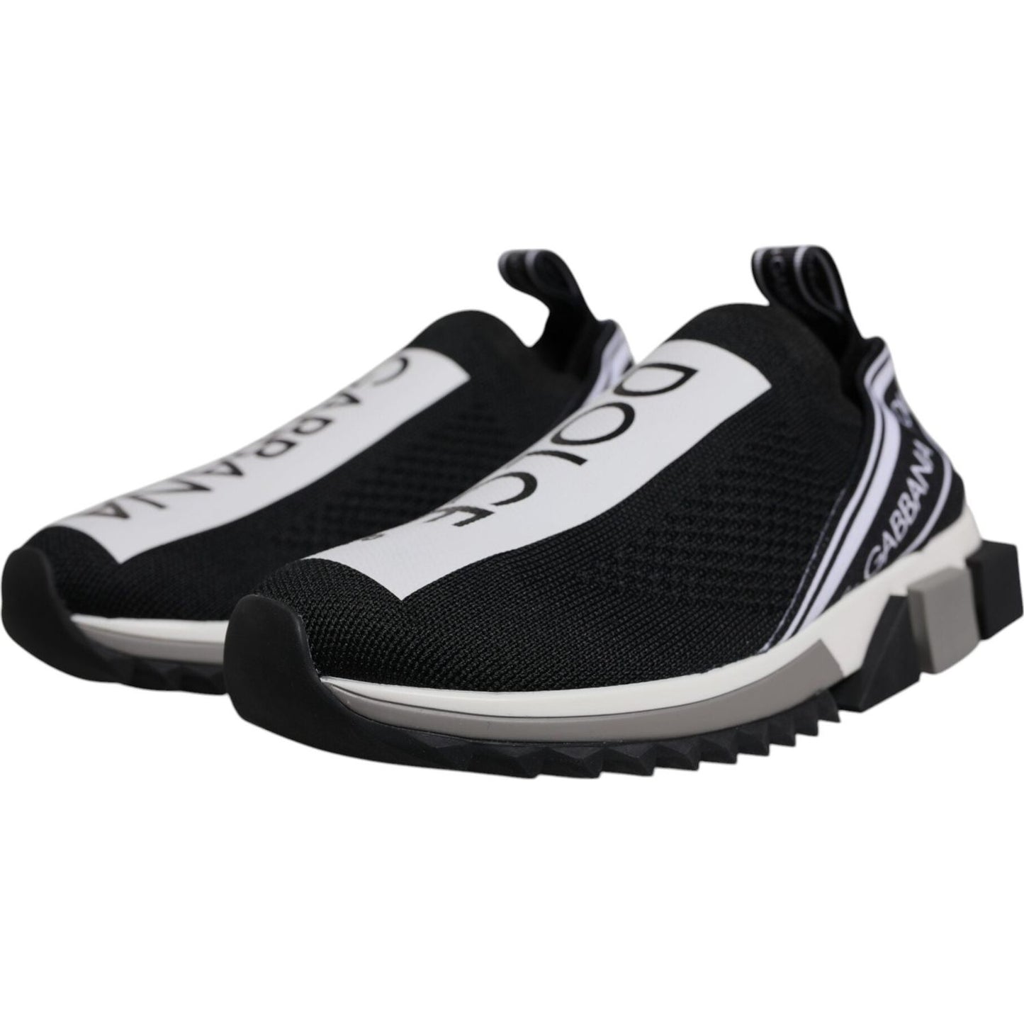 Dolce & Gabbana Black White Slip On Sorrento Sneakers Shoes Dolce & Gabbana Light Gray