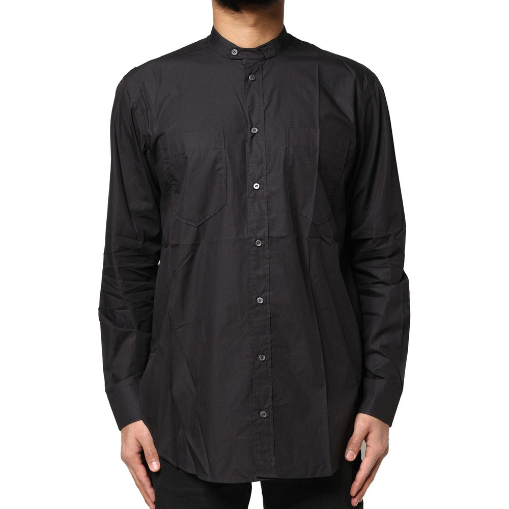 Dolce & Gabbana Black Cotton Button Down Men Casual Shirt