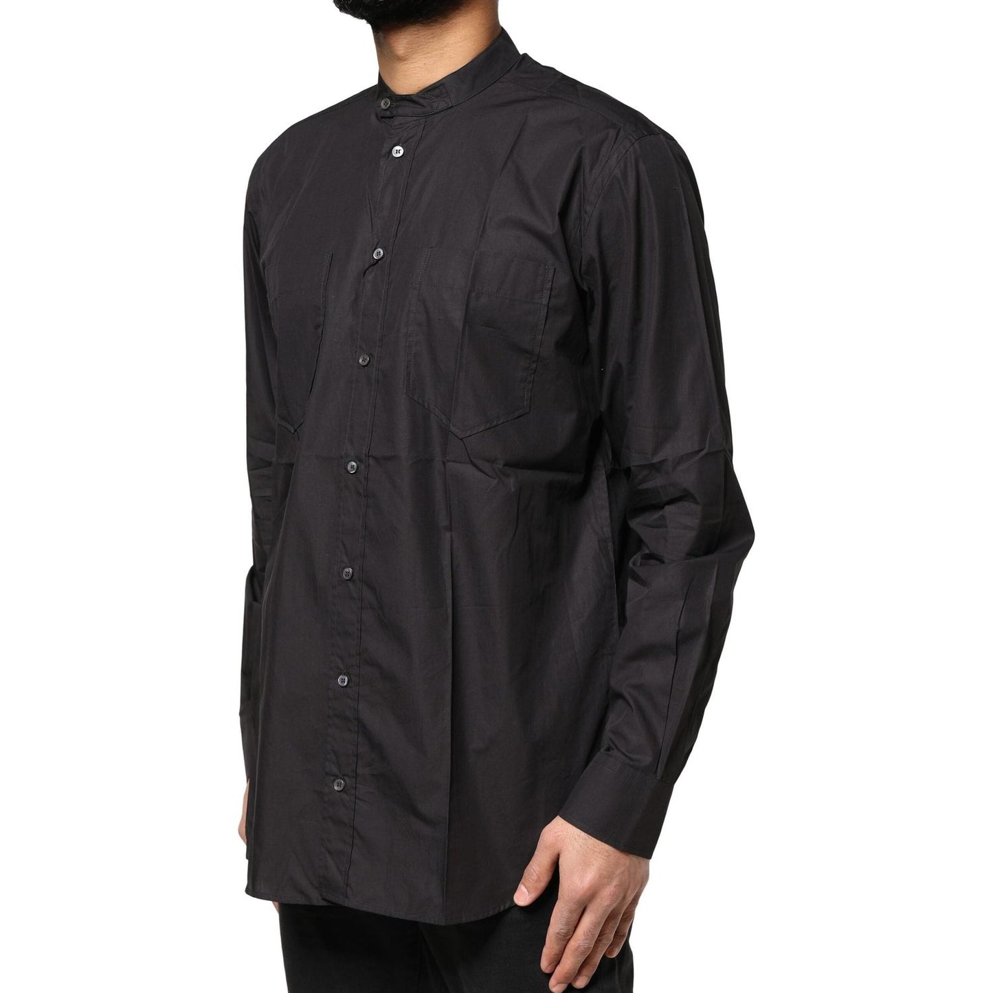 Dolce & Gabbana Black Cotton Button Down Men Casual Shirt