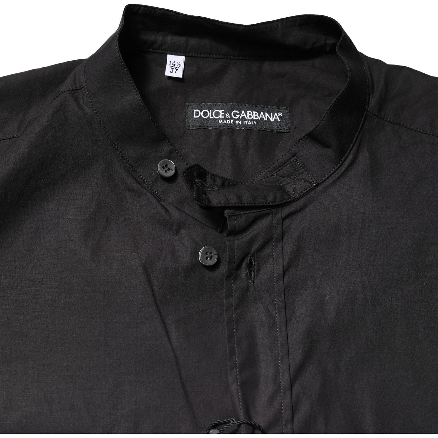 Dolce & Gabbana Black Cotton Button Down Men Casual Shirt