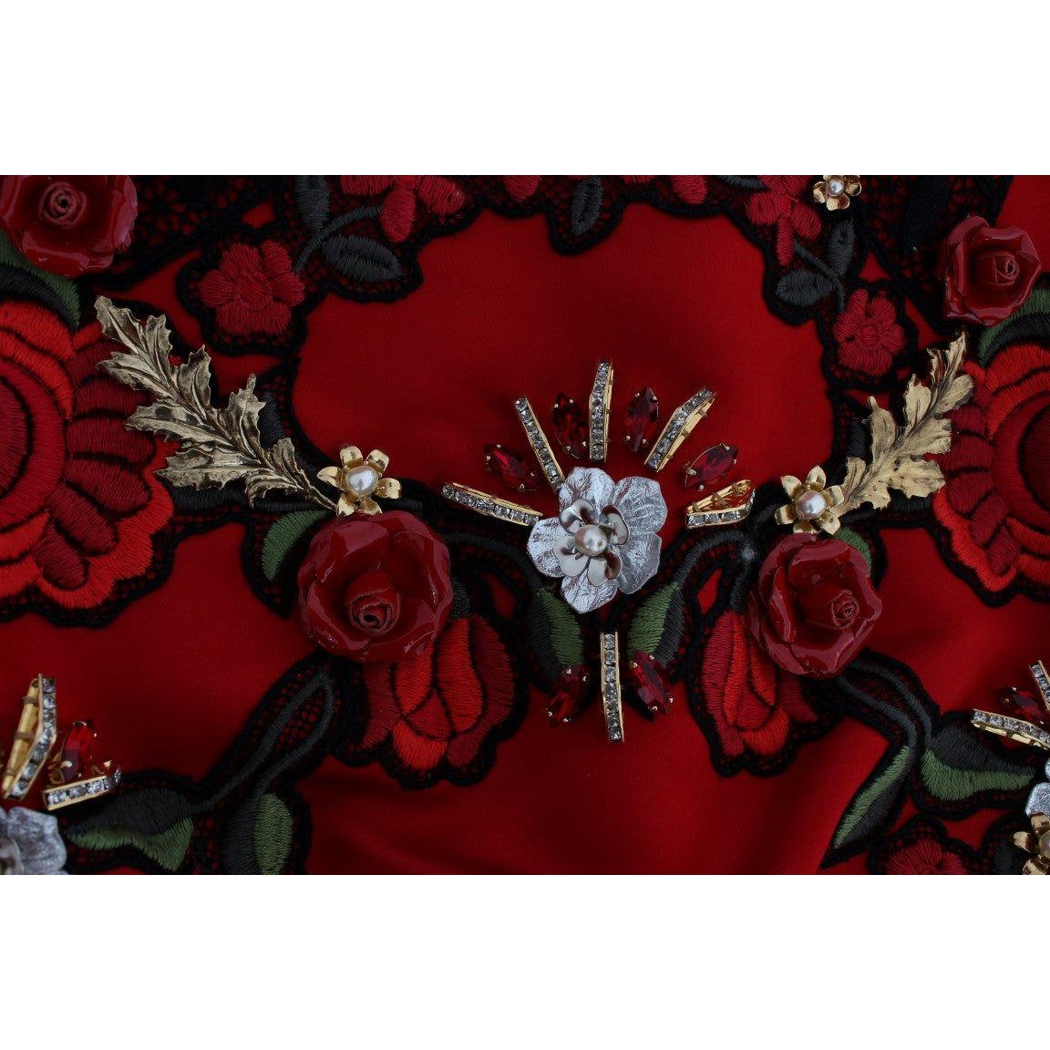 Dolce & Gabbana Ravishing Red Silk Embroidered Shorts Dolce & Gabbana Black
