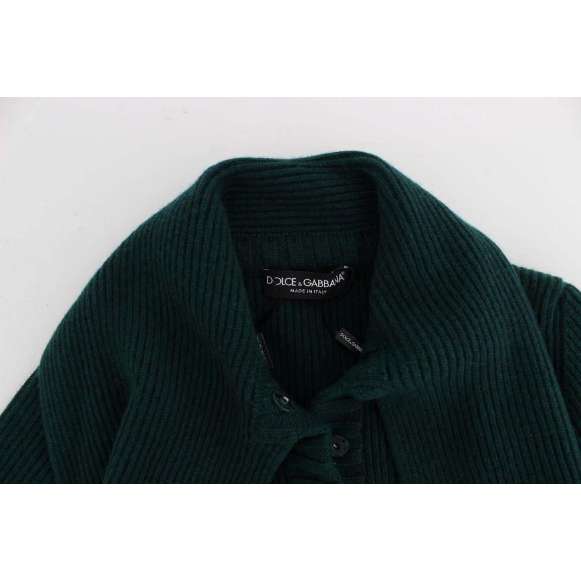 Dolce & Gabbana Elegant Green Cashmere Cardigan Sweater Dolce & Gabbana Black