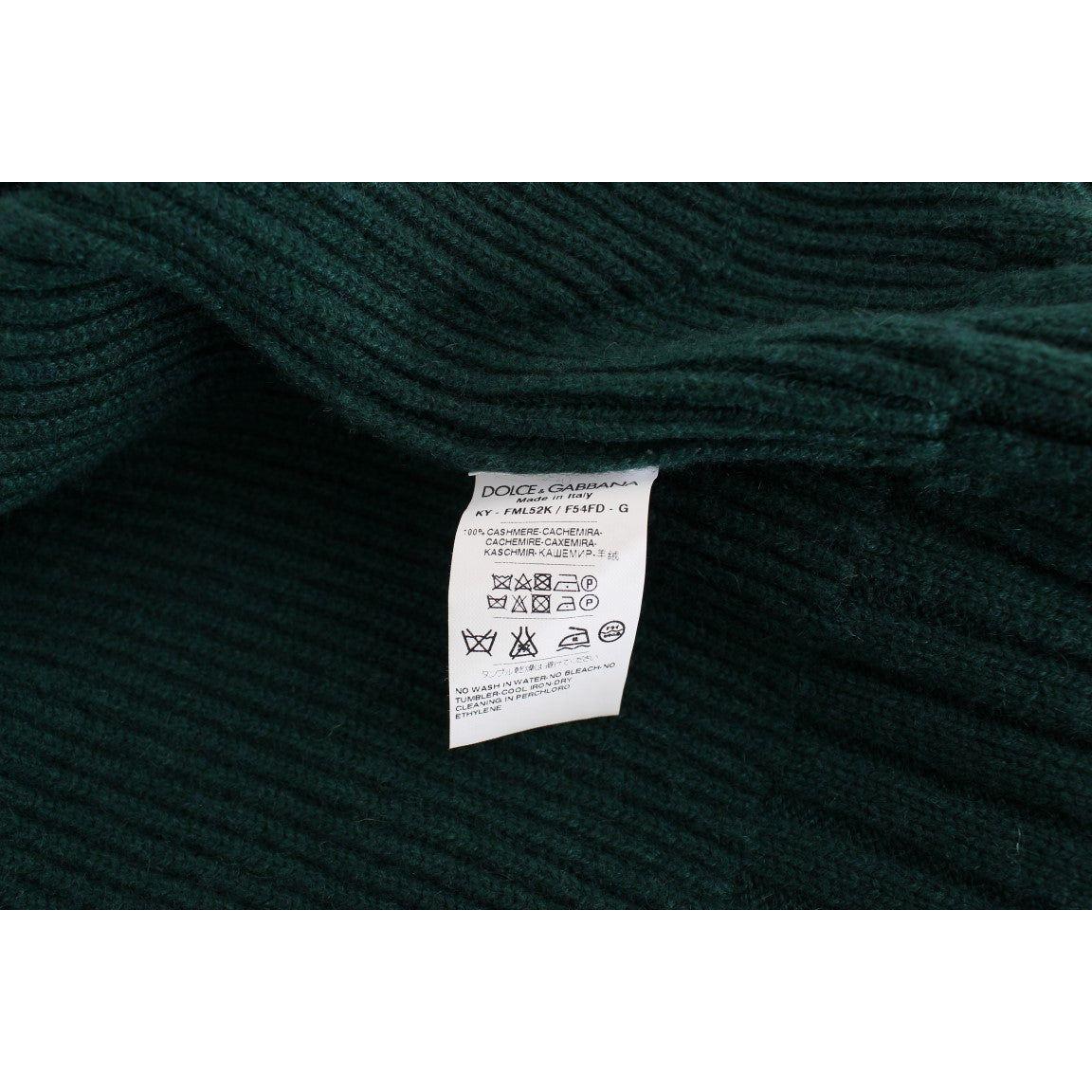 Dolce & Gabbana Elegant Green Cashmere Cardigan Sweater Dolce & Gabbana Black