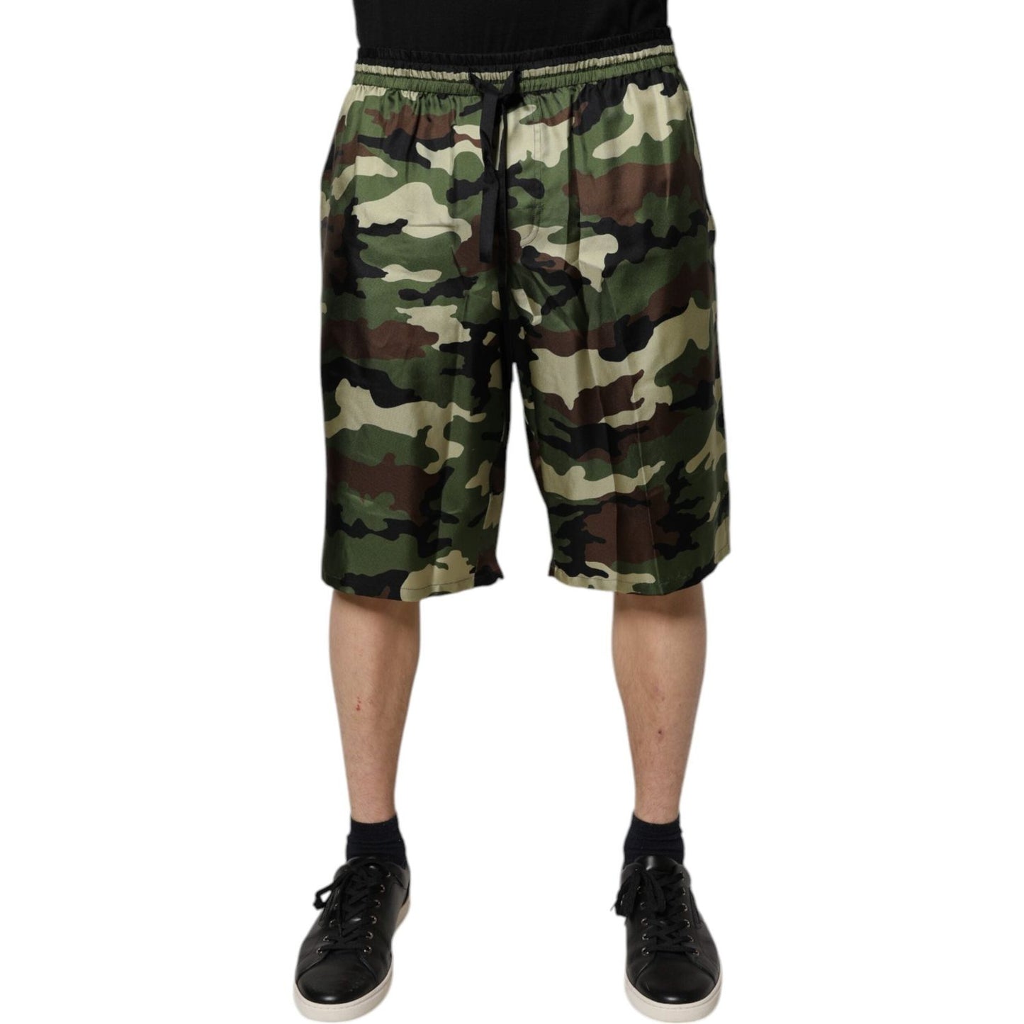 Dolce & Gabbana Multicolor Camouflage Silk Mid Waist Bermuda Shorts