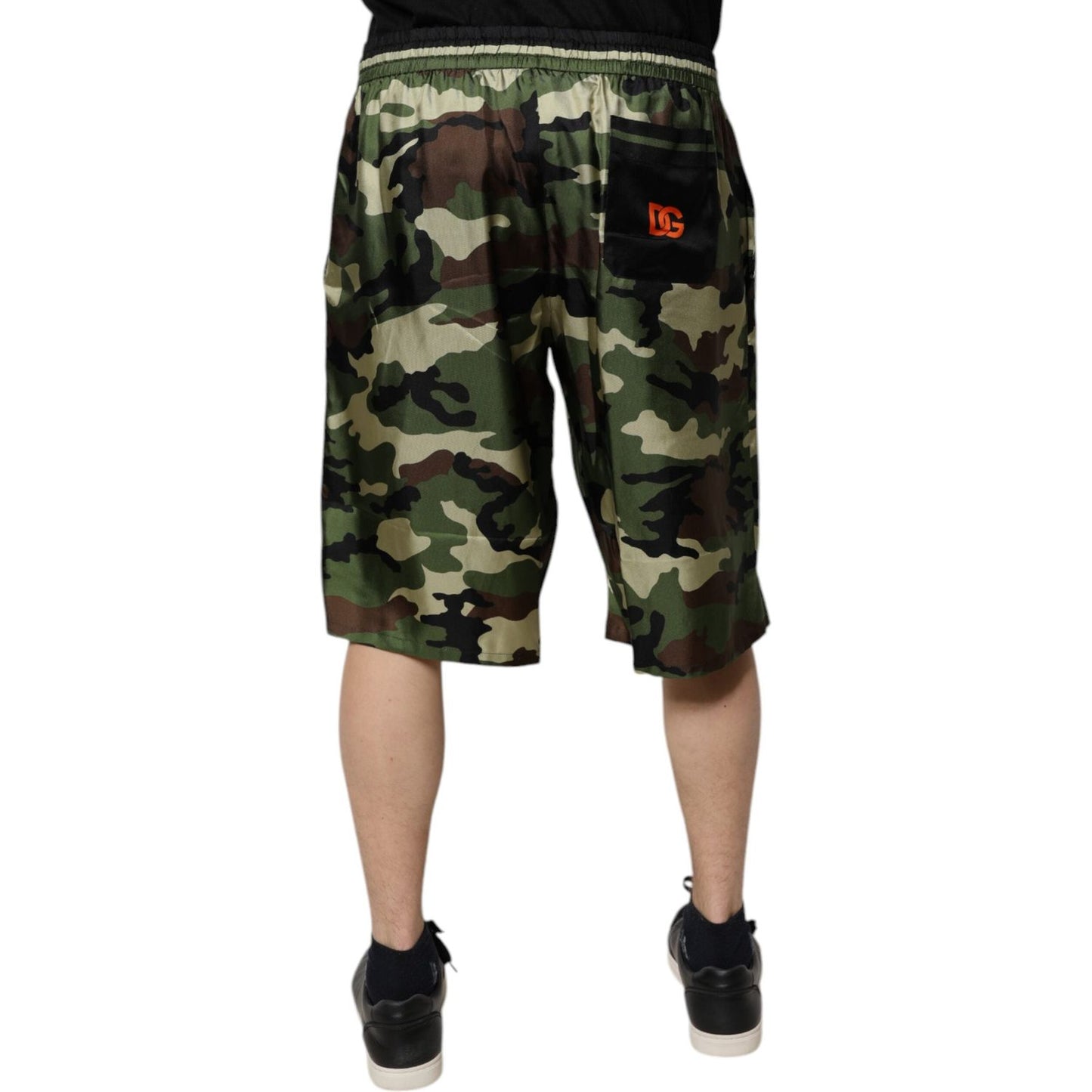 Dolce & Gabbana Multicolor Camouflage Silk Mid Waist Bermuda Shorts