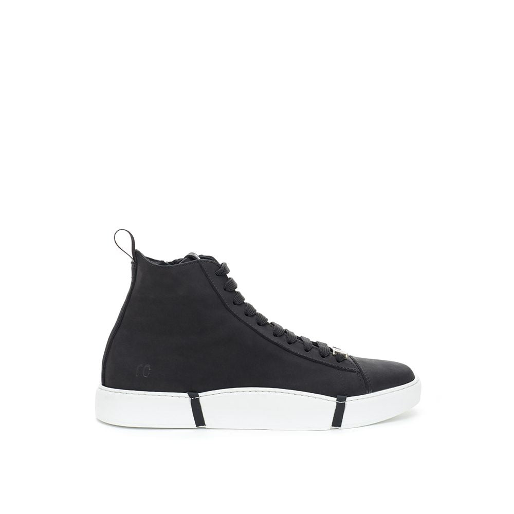 Roberto Cavalli Elegant Suede Sneakers in Chic Black Roberto Cavalli Dark Slate Gray