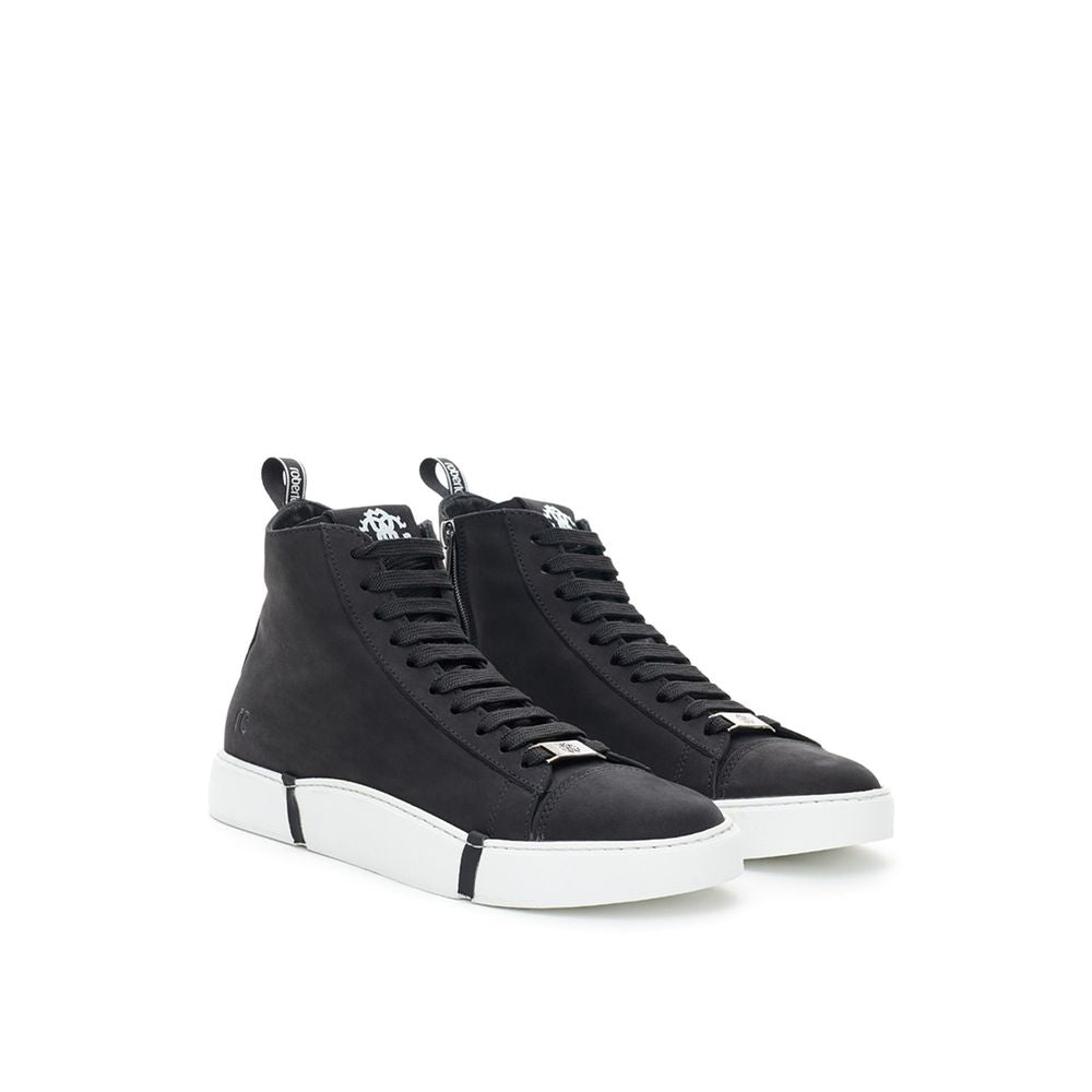 Roberto Cavalli Elegant Suede Sneakers in Chic Black Roberto Cavalli Lavender