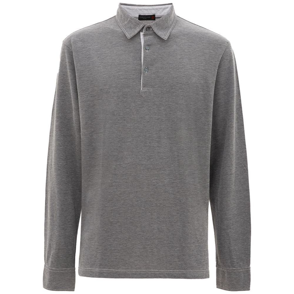 Corneliani Gray Cotton Polo Shirt Corneliani Dim Gray