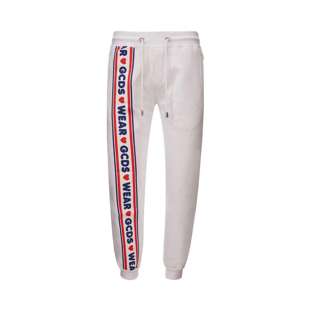GCDS Elevate Your Wardrobe with Chic White Cotton Pants GCDS Light Gray
