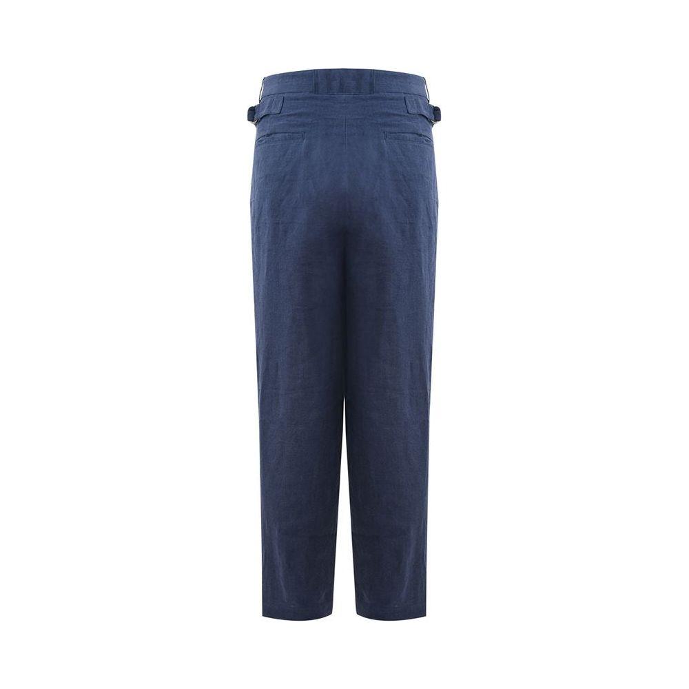 Emporio Armani Elegant Linen Blue Trousers for Men Emporio Armani Dark Slate Gray