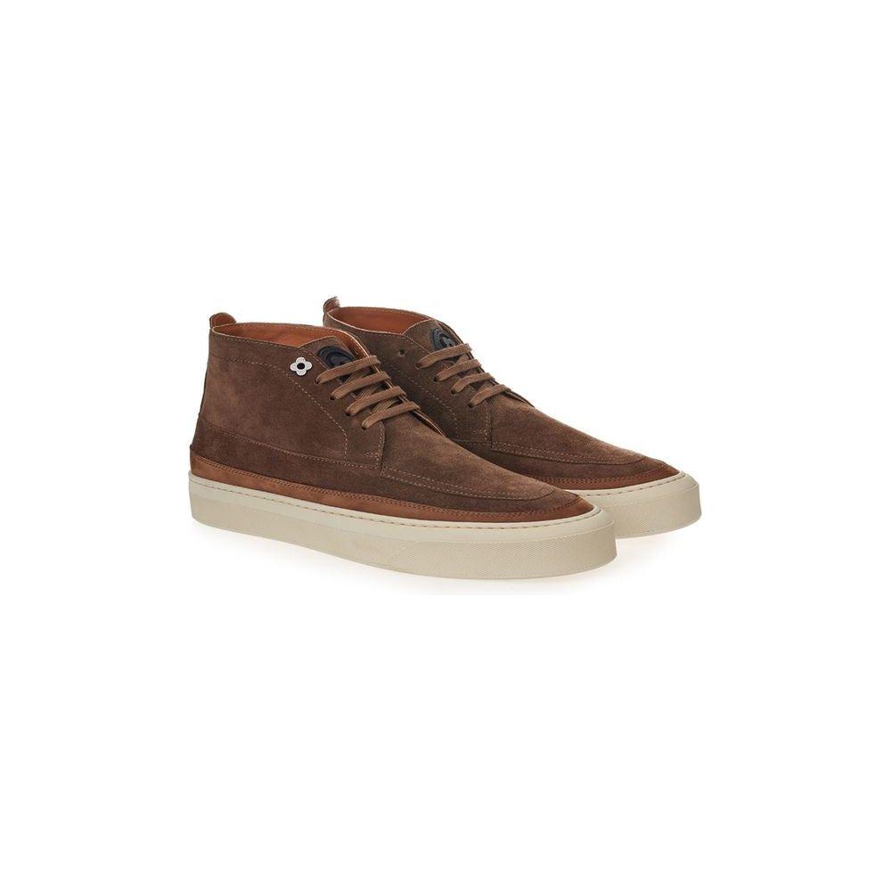 Lardini Elegant Suede Sneakers in Rich Brown Lardini Dark Olive Green