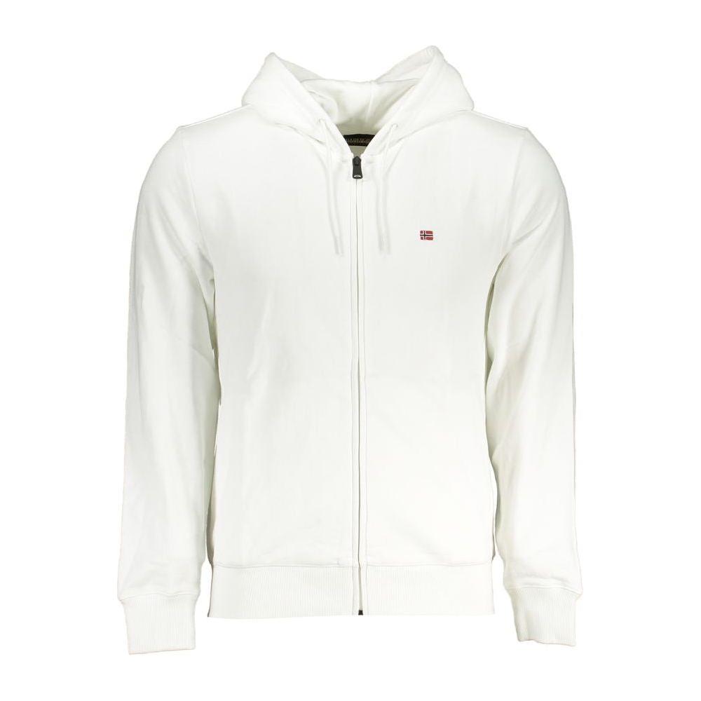 Napapijri Elegant White Cotton Hooded Sweatshirt Napapijri White Smoke