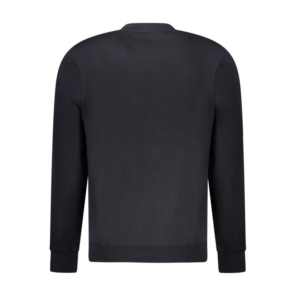 Back view of Napapijri black cotton sweatshirt with long sleeves, regular fit, and crew neck.