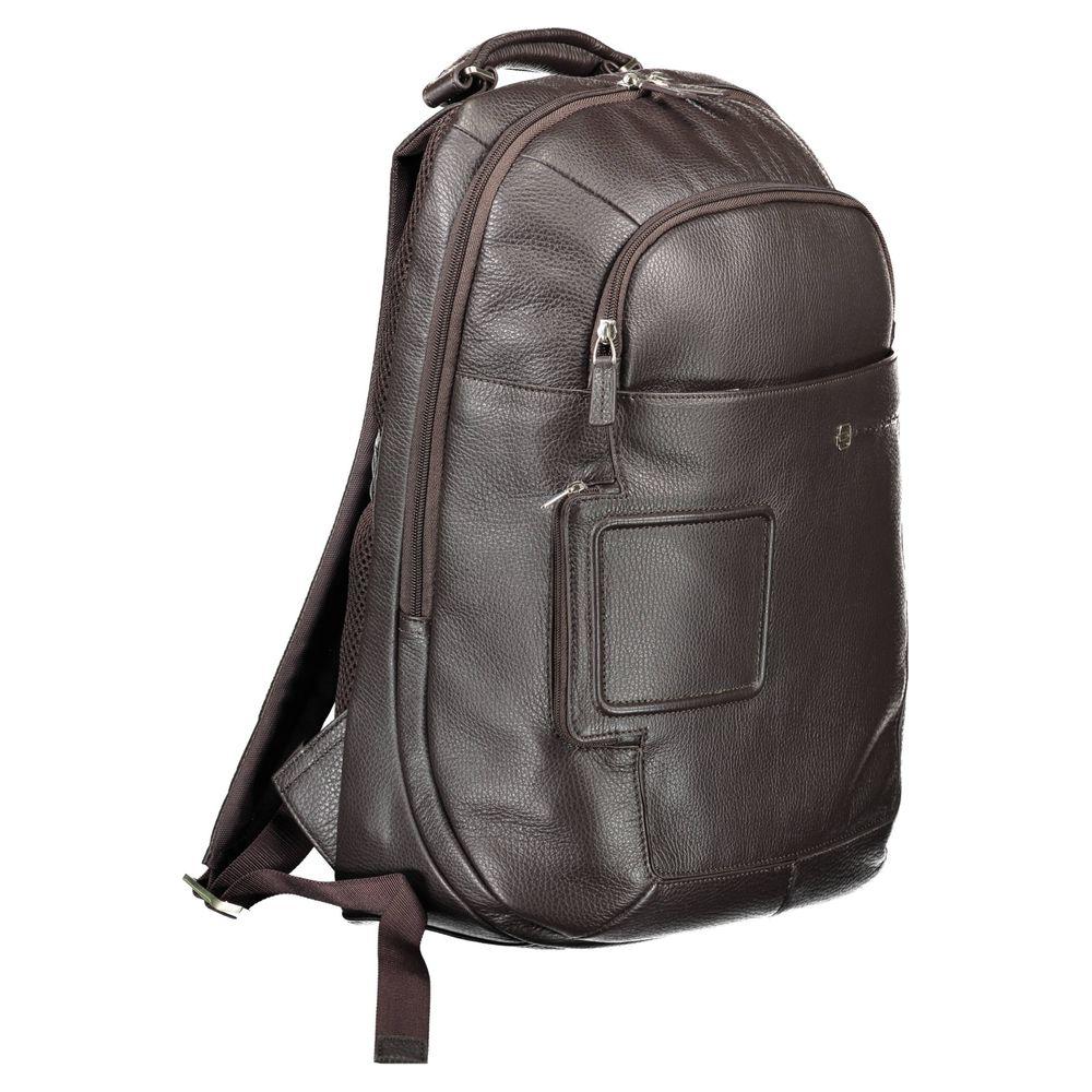 Piquadro Brown Leather Men Backpack Piquadro Dark Slate Gray
