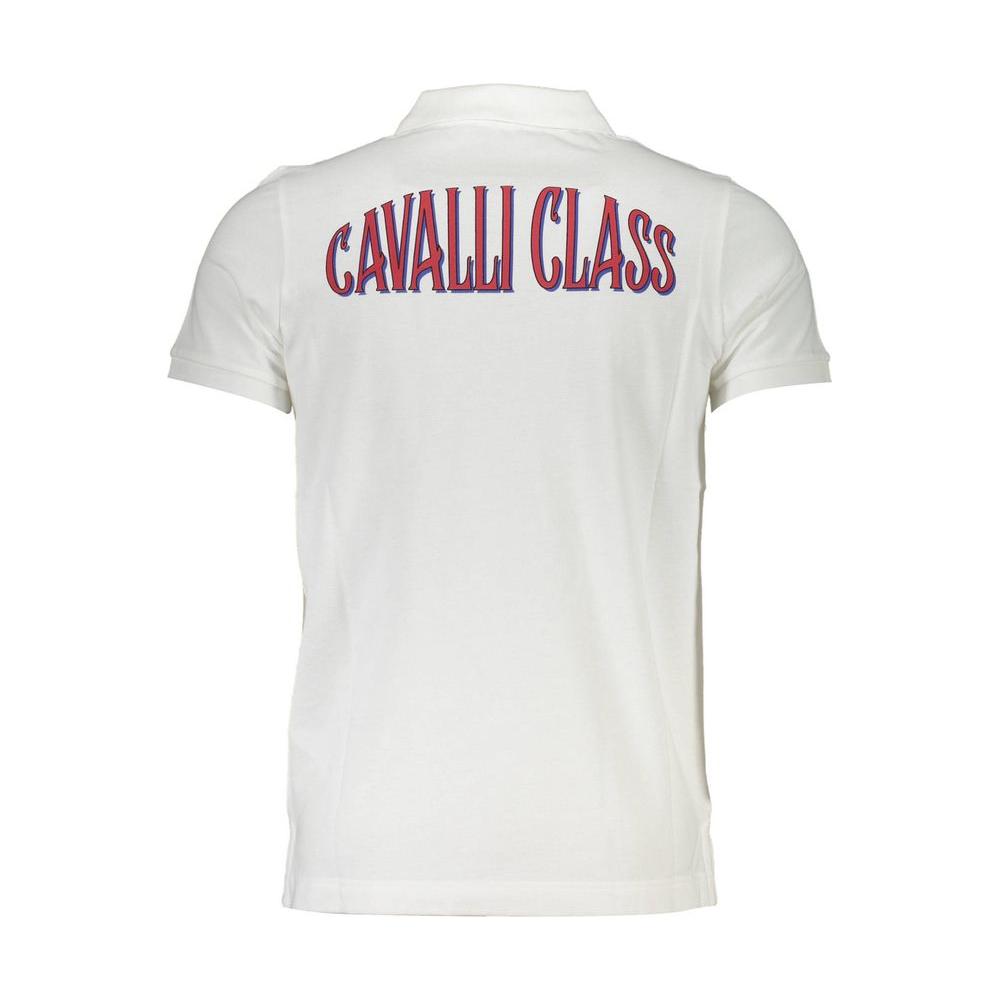 Cavalli Class White Cotton Men Polo Shirt Cavalli Class Light Gray