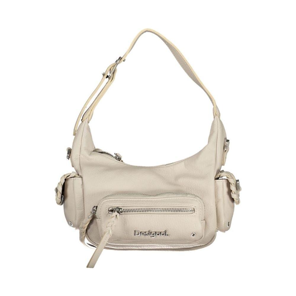 Desigual White Polyethylene Handbag Desigual Gray