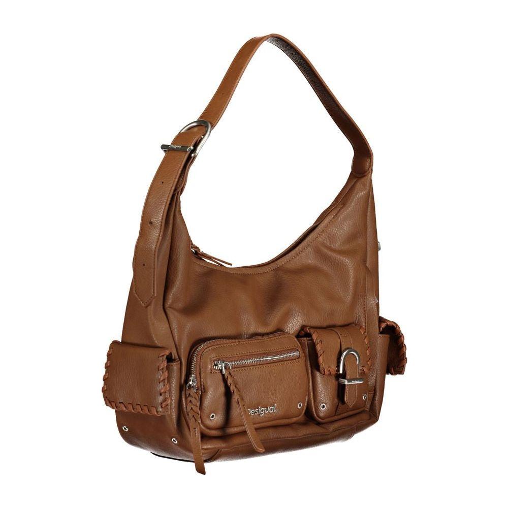 Desigual Brown Polyethylene Handbag Desigual Saddle Brown