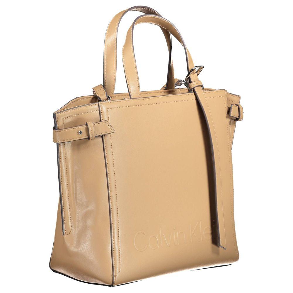 Calvin Klein Brown Polyester Women Handbag Calvin Klein Tan
