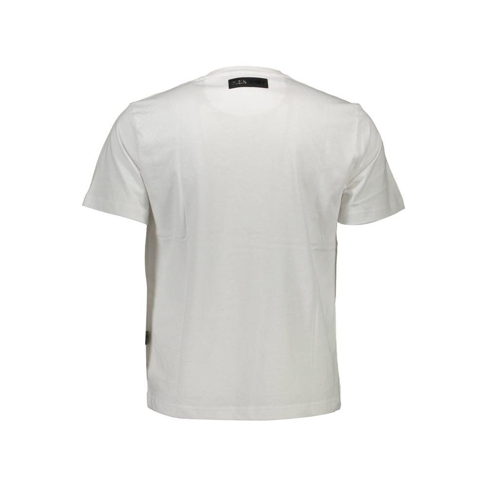 Plein Sport White Cotton Men T-Shirt Plein Sport Light Gray