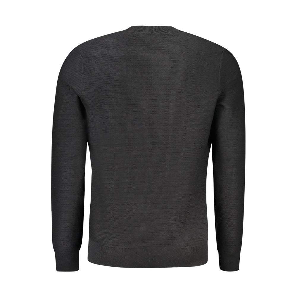Back view of Hugo Boss Black Cotton Men Sweater showcasing sleek design and craftsmanship.