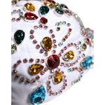 Dolce & Gabbana Dolce & Gabbana White Multicolor Crystal Embellish Baseball Cap HAT9700-58 1728,58 cm|M,67345645728,Accessories,Dolce & Gabbana,Hats & Caps - Men - Accessories,Material: 99% Cotton 1% Elastane,Men,Men - Accessories,New with tags,White