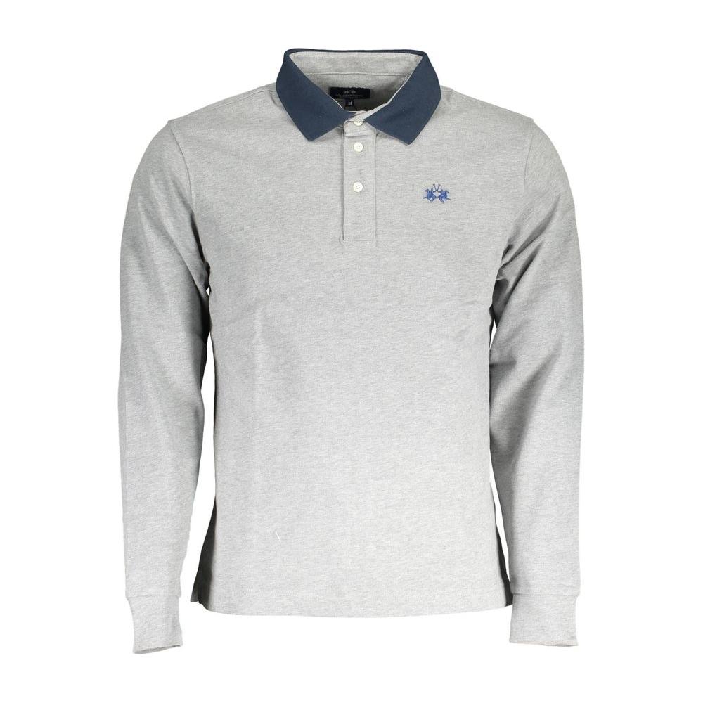 La Martina Gray Cotton Men Polo Shirt La Martina Light Gray