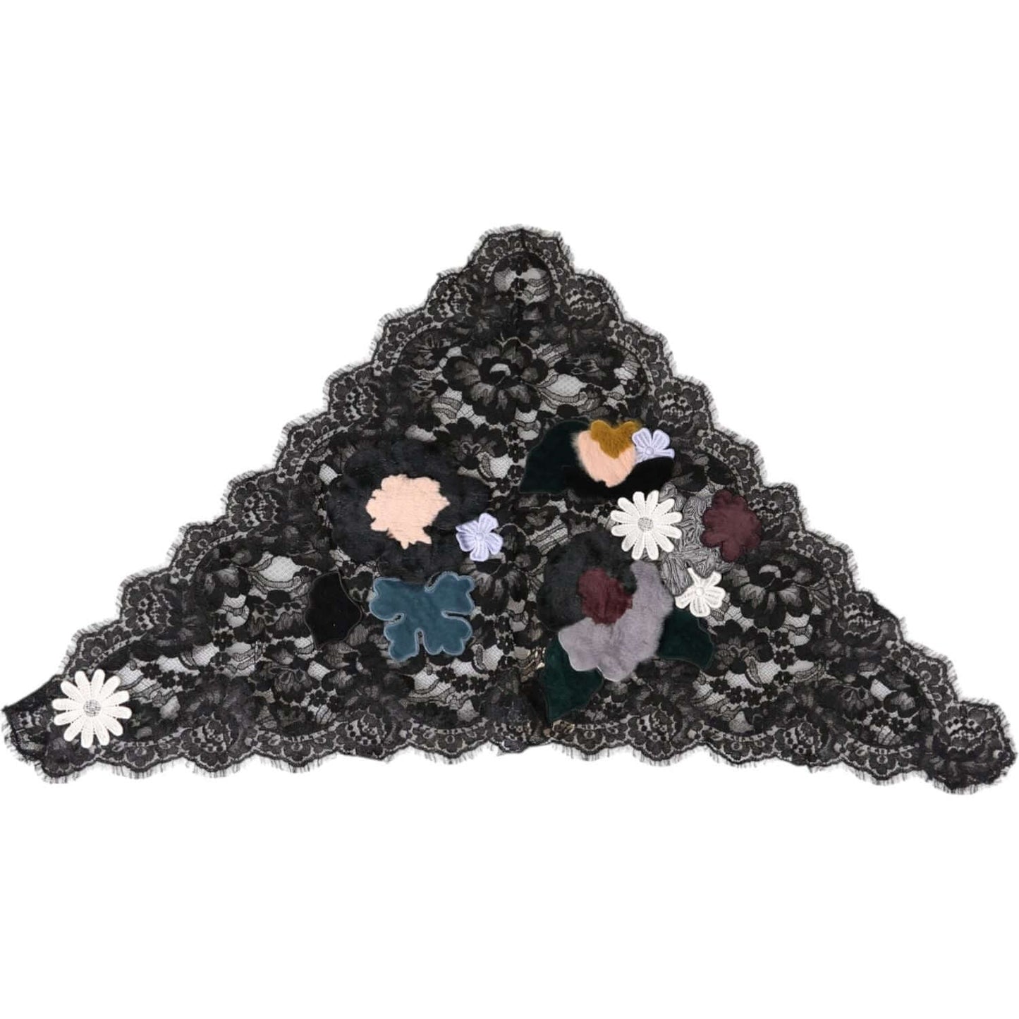 Dolce & Gabbana Black Lace Floral Applique Cotton Veil Hat Dolce & Gabbana Dark Slate Gray