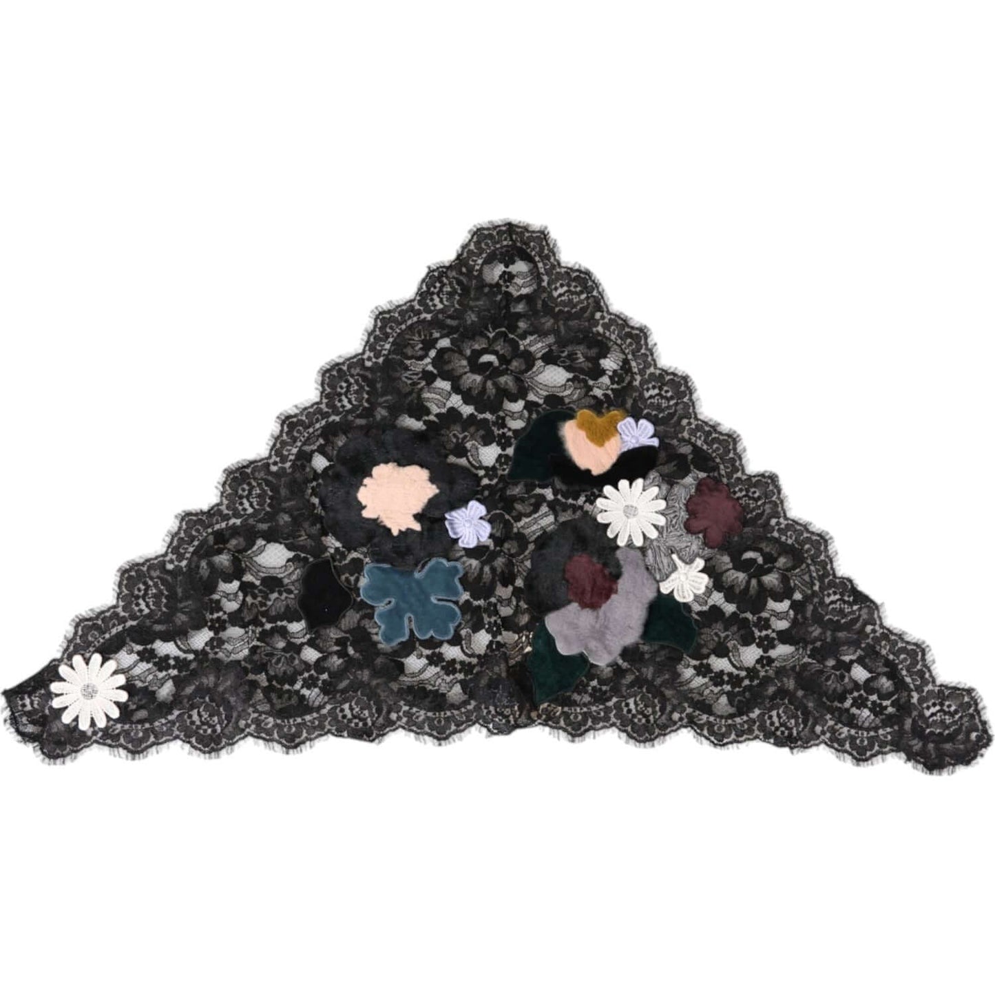 Dolce & Gabbana Black Lace Floral Applique Cotton Veil Hat Dolce & Gabbana Dark Slate Gray