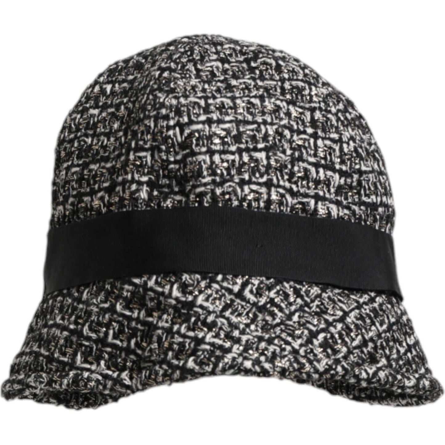 Dolce & Gabbana black and white cotton blend bucket hat with logo details, made in Italy.