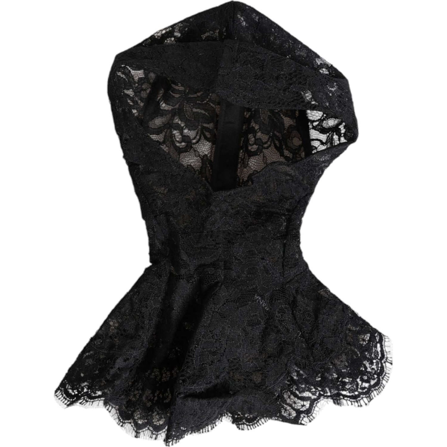 Dolce & Gabbana Black Floral Lace Whole Head Wrap Hat Dolce & Gabbana Black