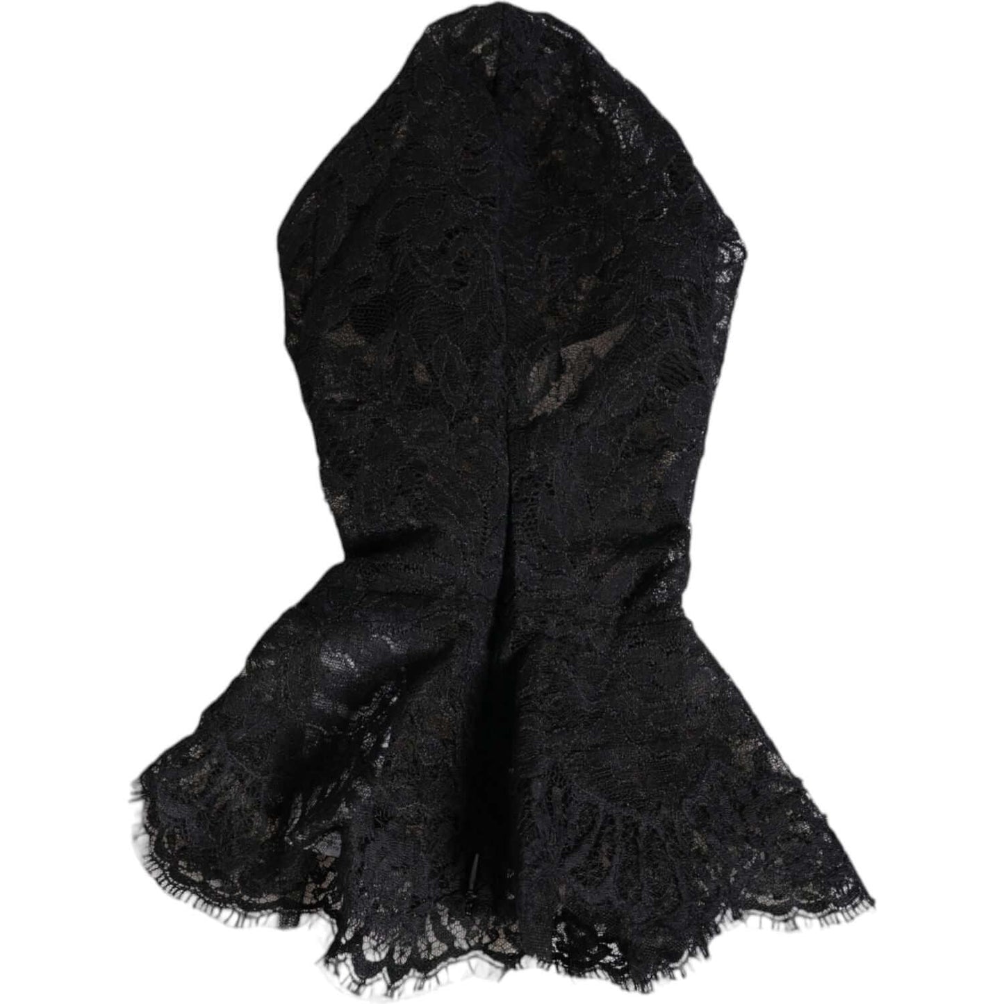 Dolce & Gabbana Black Floral Lace Whole Head Wrap Hat Dolce & Gabbana Black