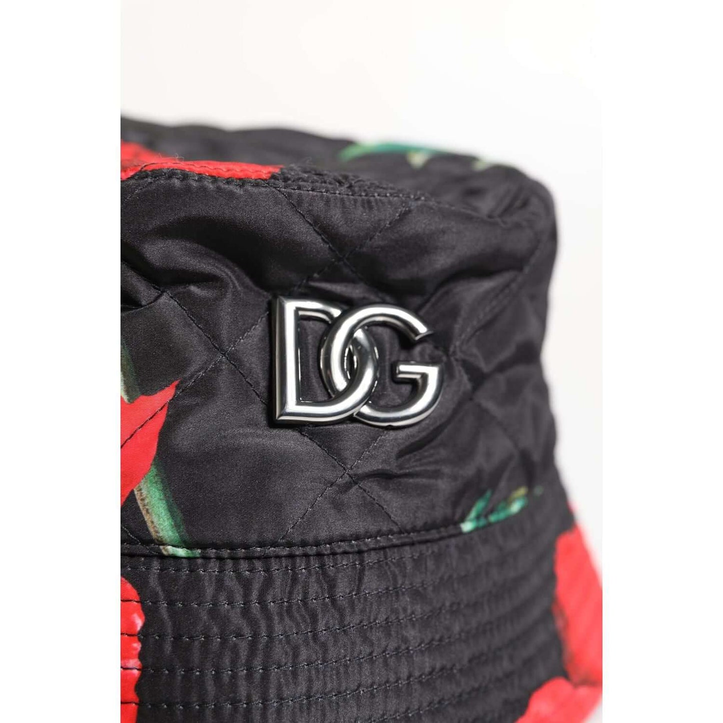 Dolce & Gabbana multicolor bucket hat with DG plaque, women's fashion accessory, quilted polyester, made in Italy.