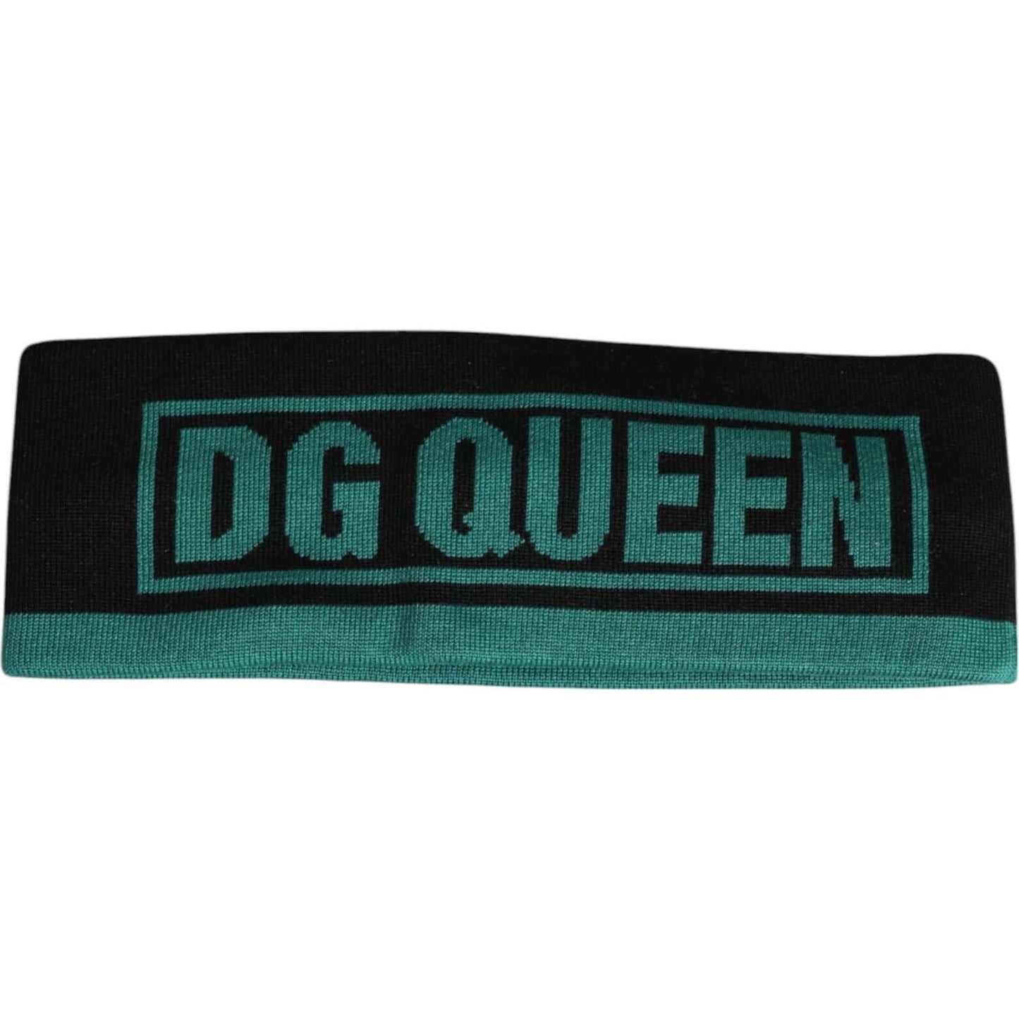 Dolce & Gabbana black silk knitted headband with DG Queen logo, made in Italy.