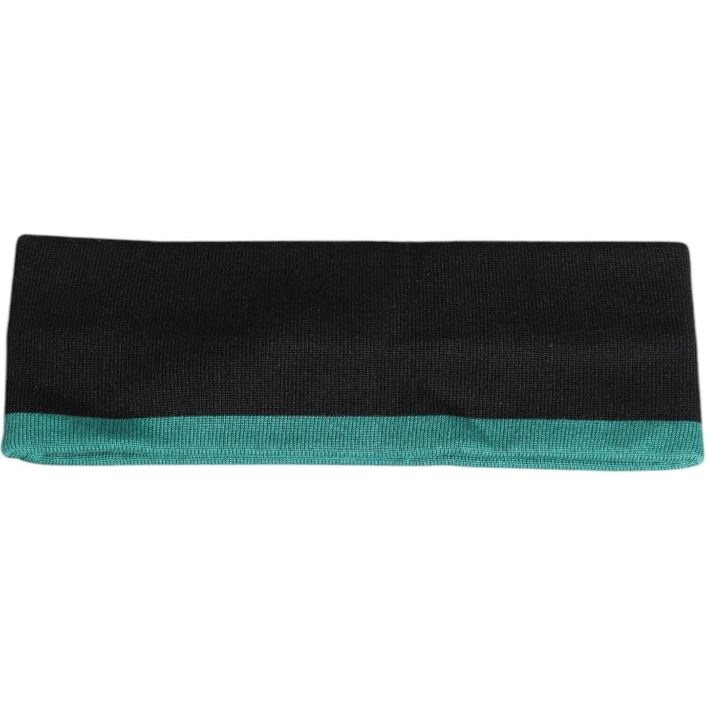 Dolce & Gabbana black silk knitted DG Queen head band with logo details, made in Italy, luxury women’s fashion accessory.