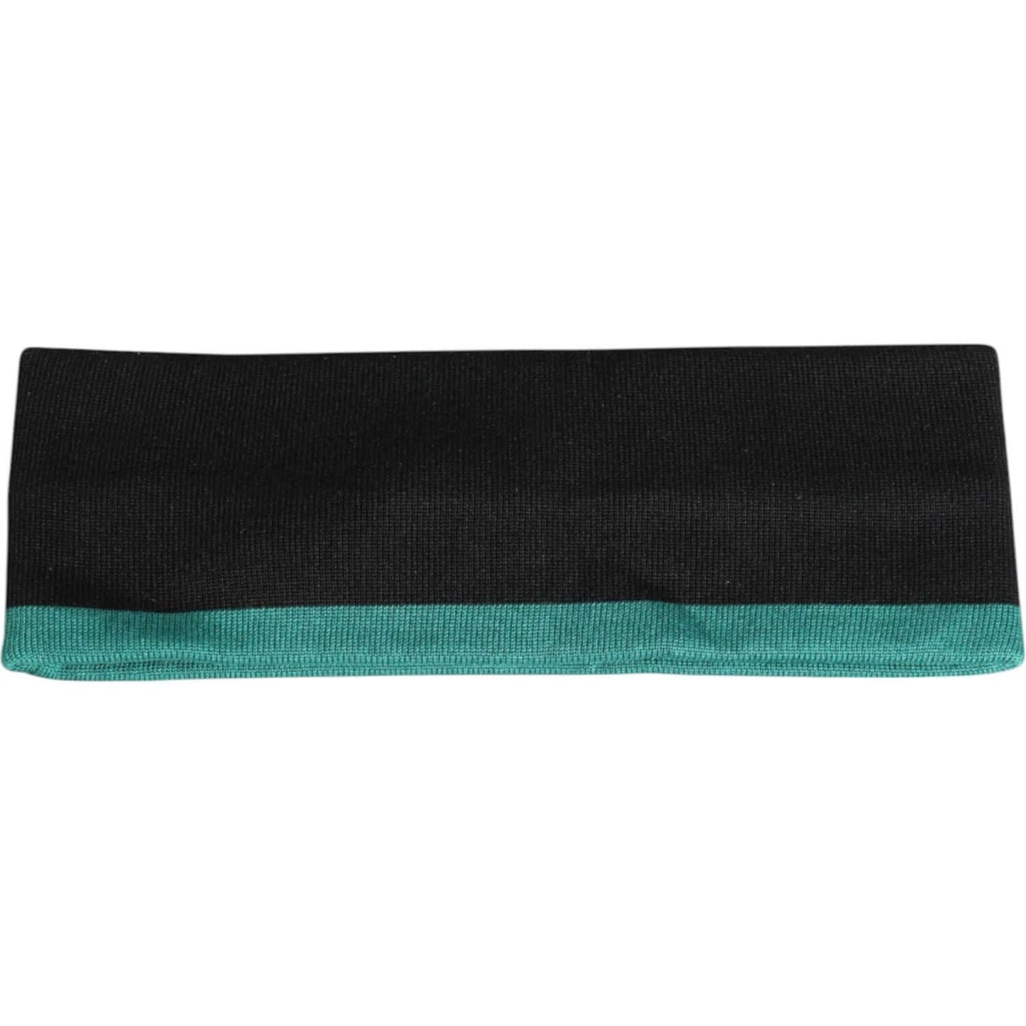 Black and green silk Dolce & Gabbana headband featuring DG logo, perfect for stylish women's accessory, made in Italy.