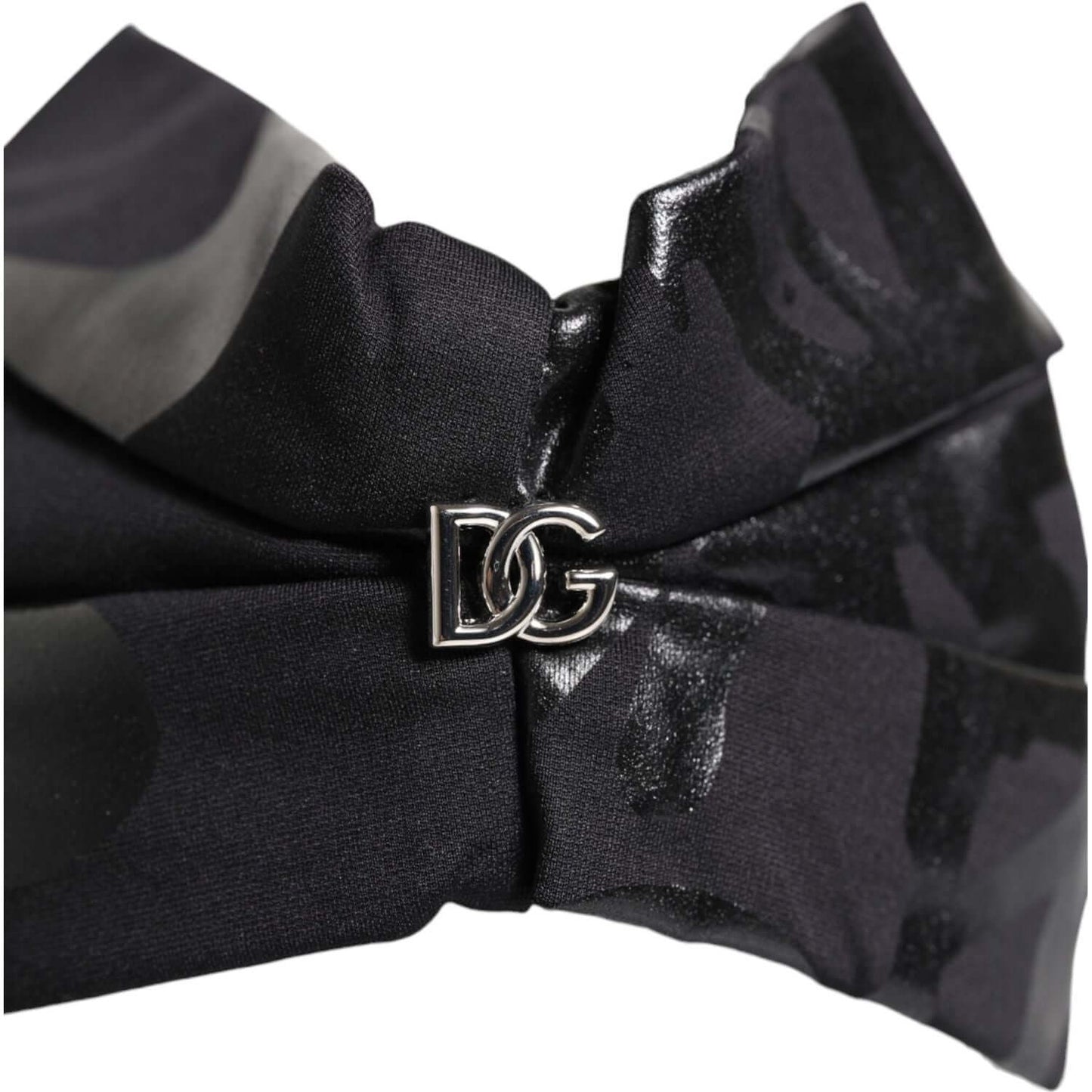 Dolce & Gabbana Black Nylon Stretch DG Logo Head Band Hat Dolce & Gabbana Dark Slate Gray