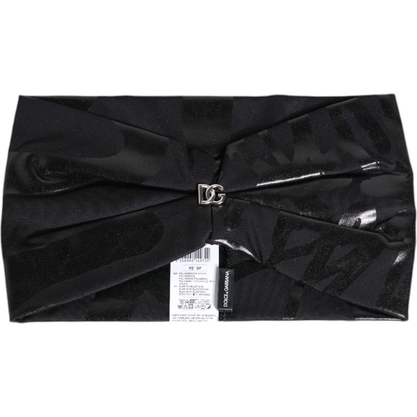 Dolce & Gabbana Black Nylon Stretch DG Logo Head Band Hat Dolce & Gabbana Black