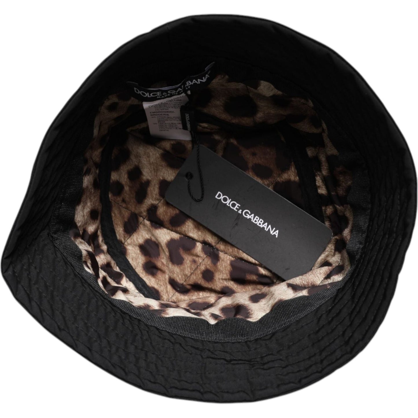 Dolce & Gabbana Dolce & Gabbana Black DG Crystal Polyester Wide Brim Bucket Hat HAT9819-57 1728,57 cm|S,67345645728,Accessories,Black,Dolce & Gabbana,Hat - Women - Accessories,Materials: 100% Polyester,New with tags,Women,Women - Accessories