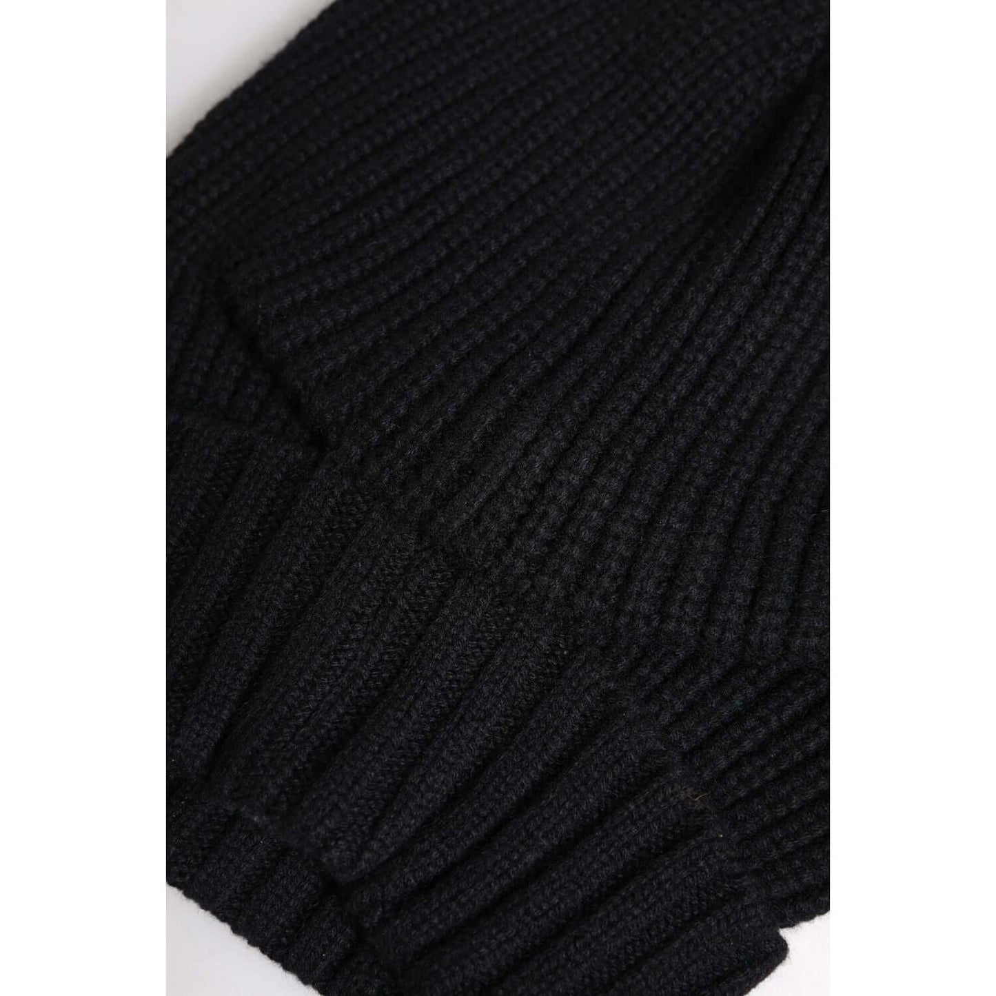 Dolce & Gabbana Black Cashmere Knitted Winter Beanie Hat Dolce & Gabbana Black