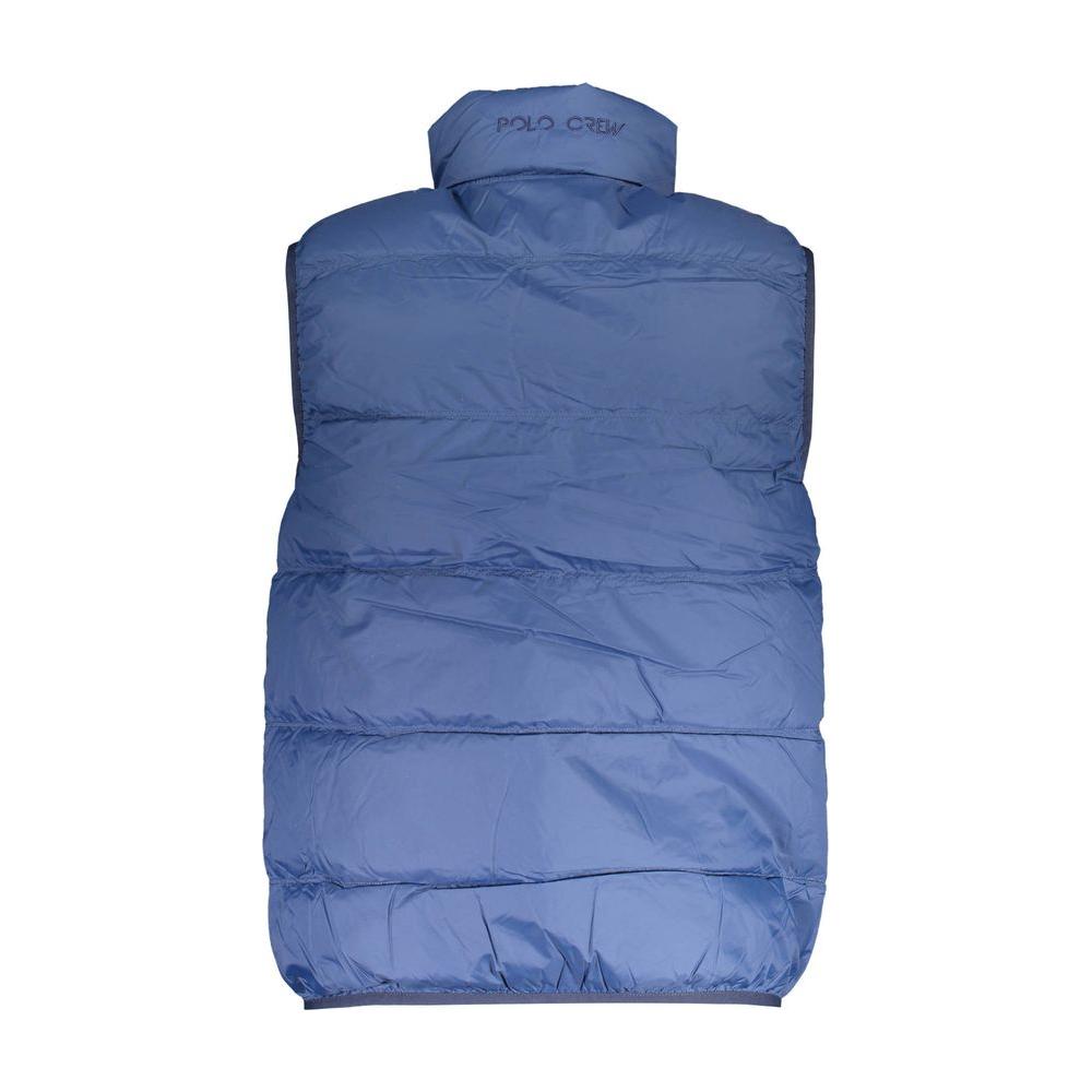 La Martina blue polyamide sleeveless men's jacket with embroidery, featuring four pockets and contrasting details.