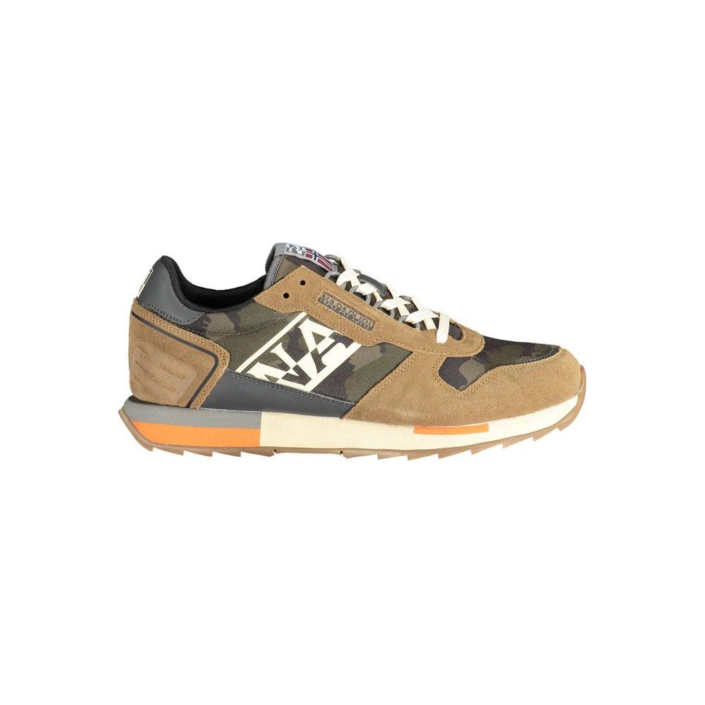 Napapijri Beige Leather Men Sneaker Napapijri Rosy Brown