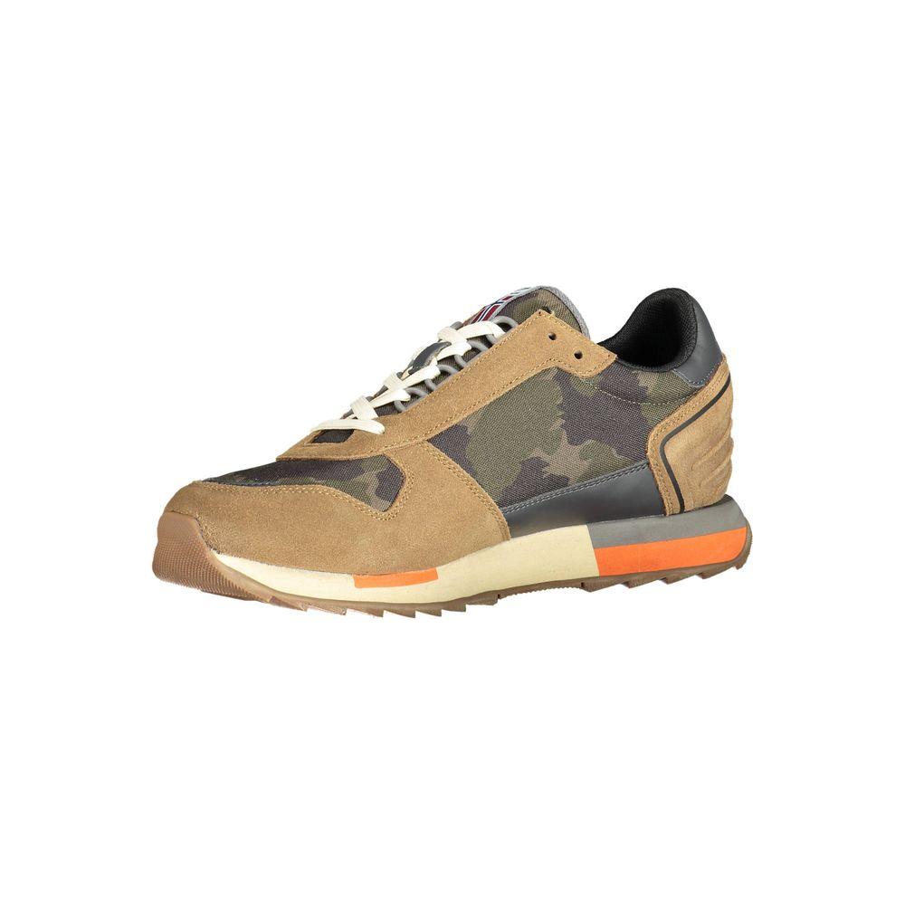 Napapijri Beige Leather Men Sneaker Napapijri Rosy Brown