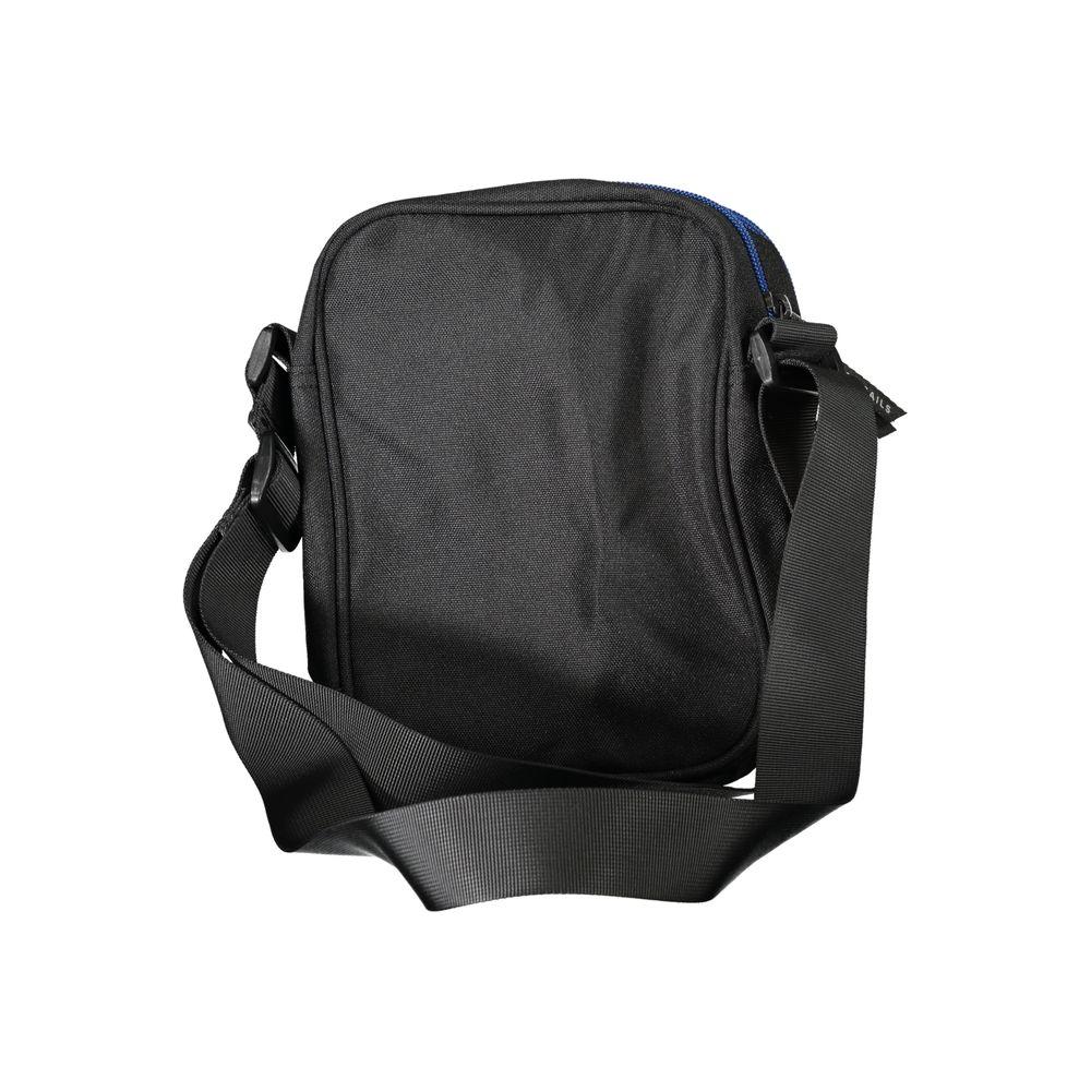 North Sails black polyester men's shoulder bag with adjustable strap, durable design, and multiple compartments for organized storage.