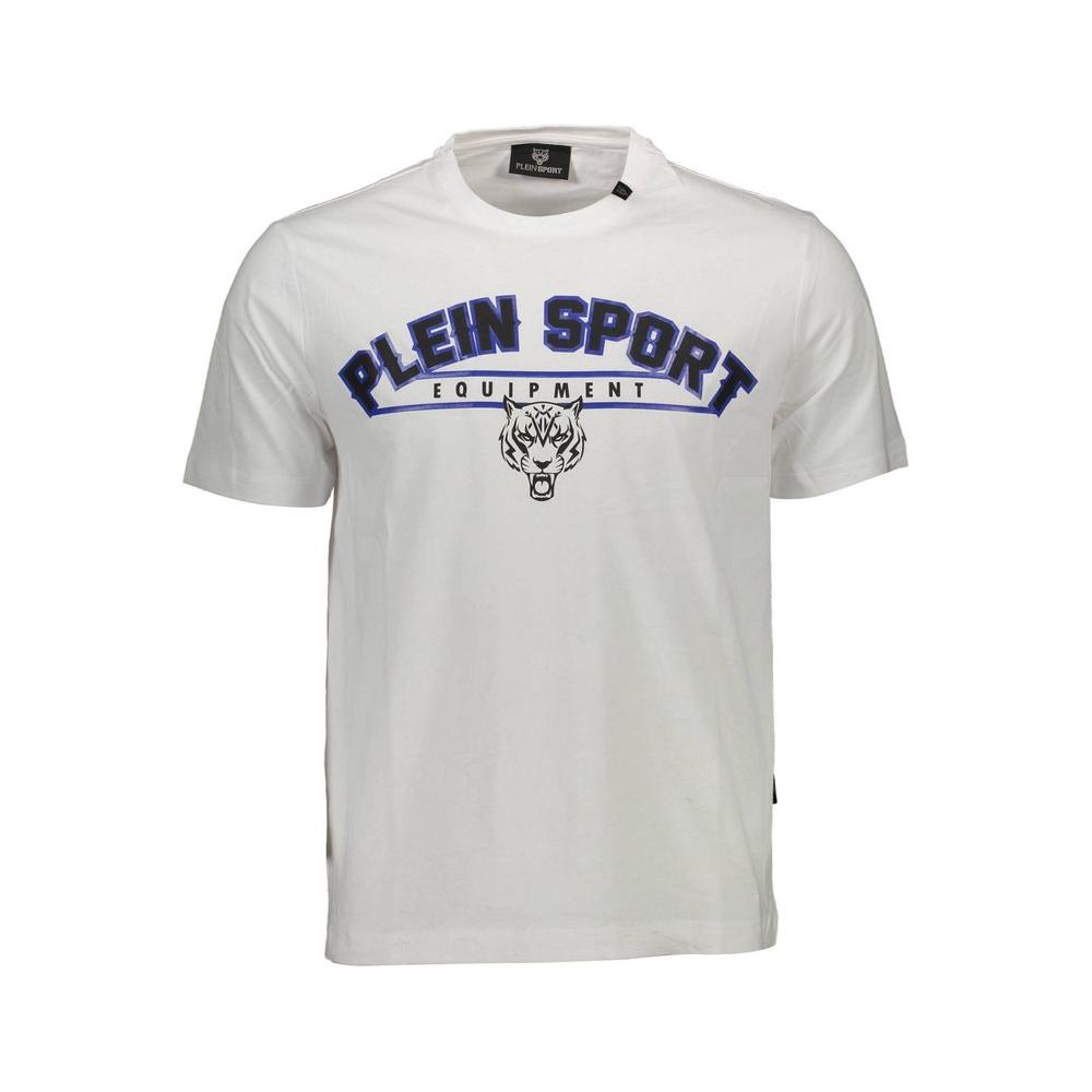 Plein Sport White Cotton Men T-Shirt Plein Sport Light Gray