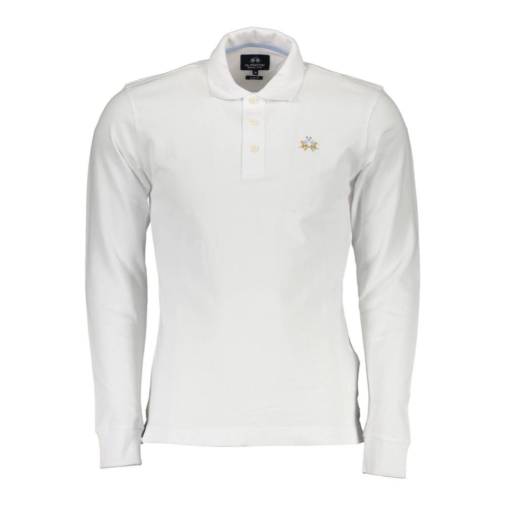La Martina White Cotton Men Polo Shirt La Martina Light Gray