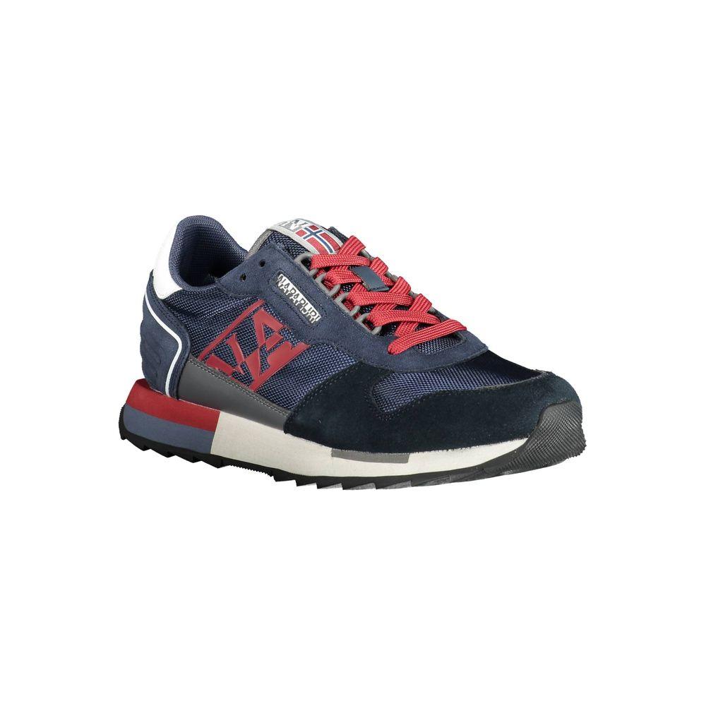 Napapijri Blue Leather Men Sneaker Napapijri Dark Slate Gray