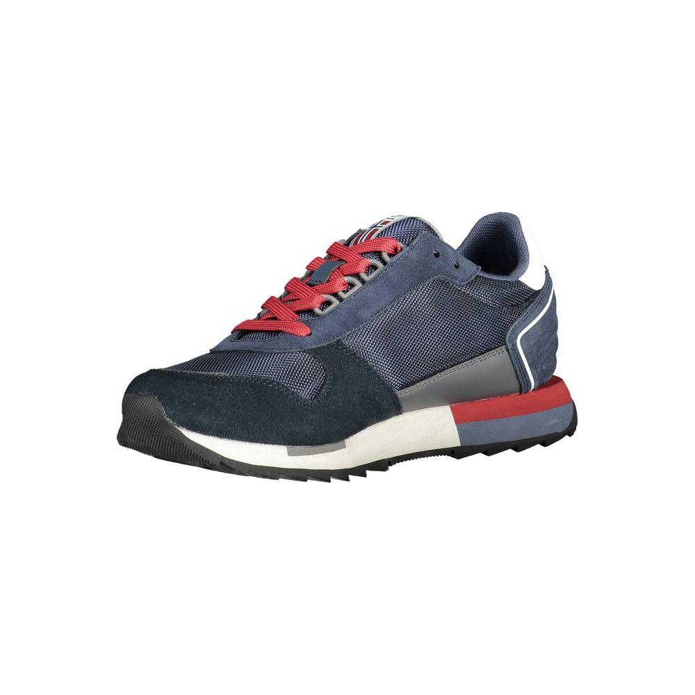 Napapijri Blue Leather Men Sneaker Napapijri Dark Slate Gray