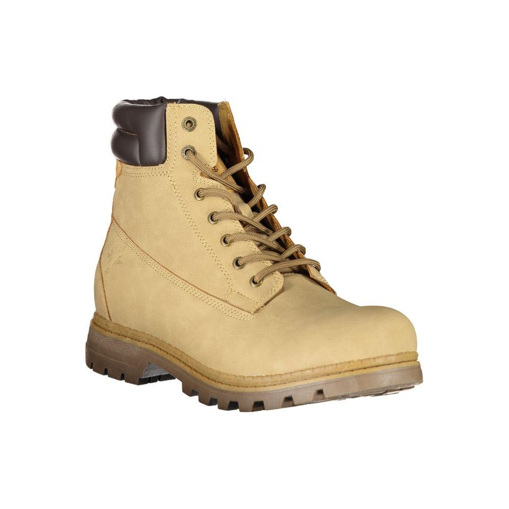 Carrera Dapper Beige Lace-Up Boots with Contrast Detailing Carrera Dark Khaki