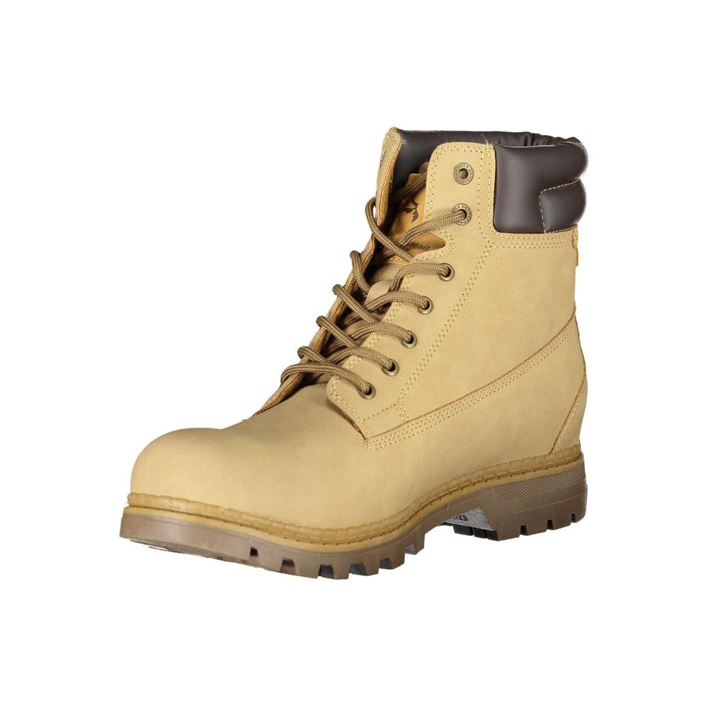 Carrera Dapper Beige Lace-Up Boots with Contrast Detailing Carrera Dark Khaki