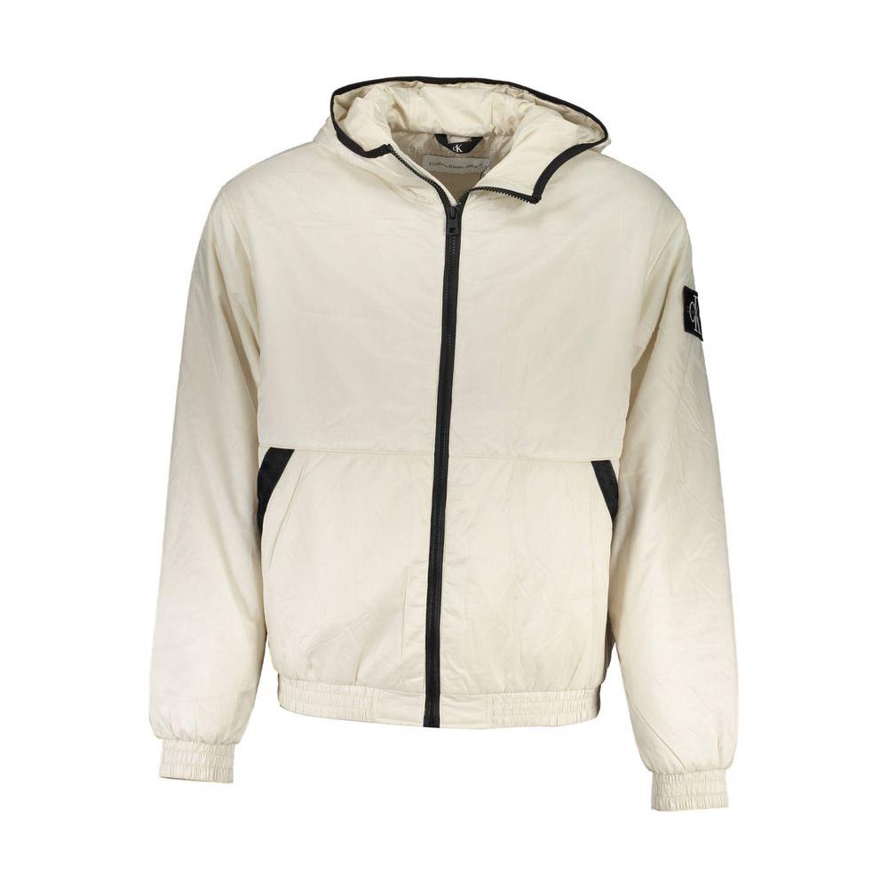 Calvin Klein Beige Polyester Men Jacket Calvin Klein Light Gray